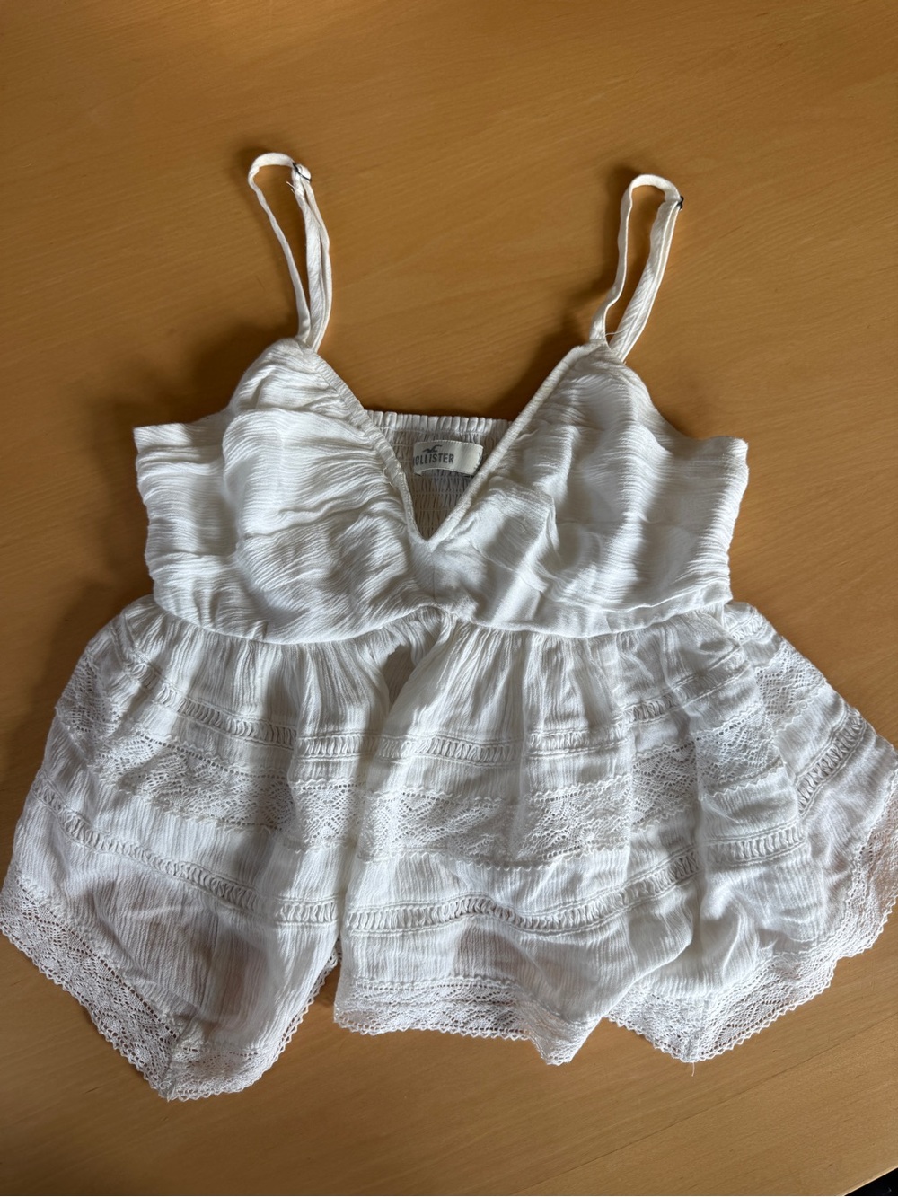 Hollister White Crochet-Trim Lace Spaghetti Strap Cami